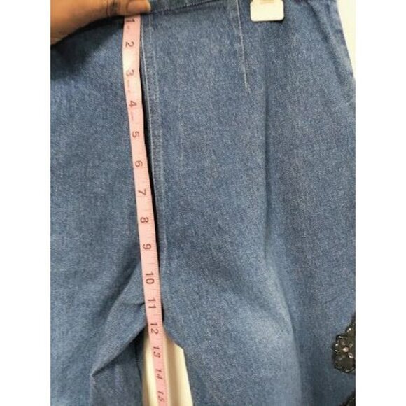 NWT Basix II Embroidered Sheer Side Mid Rise Denim Straight Jeans Blue Womens 4 - Picture 11 of 16